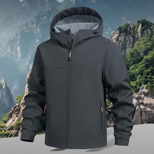 JiXiang Windbreaker Jackets for Men Tactical Softshell Fleece Lined Lightweight Coat with Hood Zipper Outdoor Hiking Jackets2
