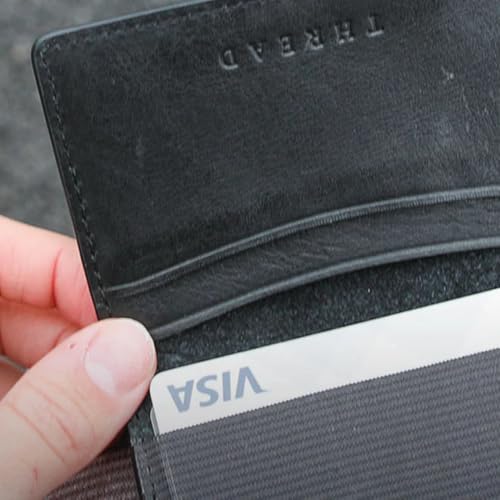 Image of Thread Wallets RFID Blocking Slim Leather Bifold Wallet with Card Protection (Black)