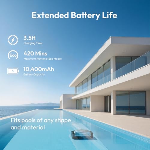 Image of (2026 New) BUBLUE C10P Gen2 Cordless Pool Vacuum Up to 420 Min Runtime for Inground & Above Ground Pool, Triple Motor Pool Cleaner Robot with App & Smart Navigation, Floor Wall Waterline Clean, Silver