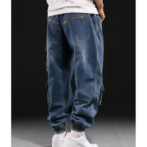Men's Cargo Jeans Loose Fit Jogger Denim Pants Hip Hop Streetwear Workwear Trousers2
