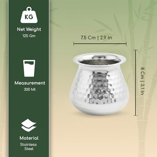 Image of Stainless Steel Lota|Kalash|Sombu|Theertha Sembu|Vessel|Jug|Karwachauth| Diwali|Wedding|Kamandal|Gangajal|Water Gangotri|Chambu[Wt:130g C:300ml]-Hammered chombu