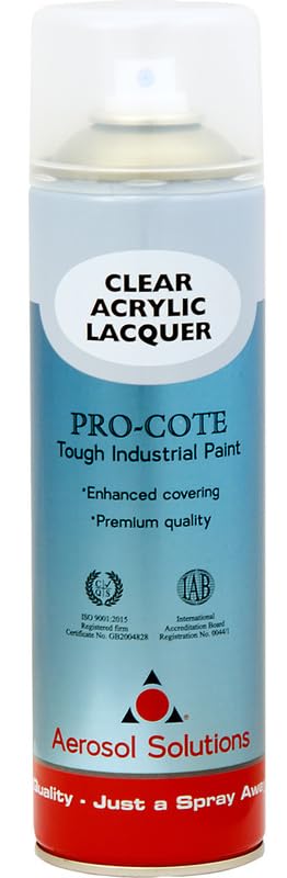Aerosol Solutions Pro Cote Spray Paint - Non-Yellowing Clear Acryclic Lacquer - 500ml Aerosol