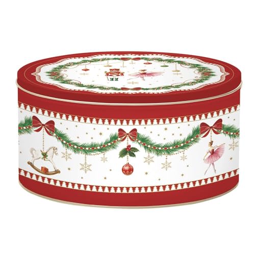 Cajas de hojalata navideñas redondas para galletas y decoración de salones 4