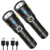 2-Pack Hoxida Rechargeable Mini Flashlights with Built-In Fidget Spinner (Black)