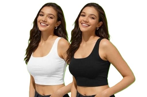 Women Sleeveless Ribbed Cropped Tank Top Combo Slim Fit Soft Stretchable Comfortable Casual Daily Set-image-38