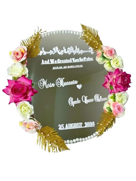 Fancy CUSTOMISED NIKAH Mirror for Bride and Groom NIKAH Wedding Shadi Mubarak Mirror CUSTOMISED Groom and Bride Name Wedding Rituals-picture-54