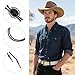 BOHUIZ Bolo Tie for Men Western Cowboy, Handmade Round Bola Tie Fashion Accessories Leather Cord Black Turquoise(Silver)