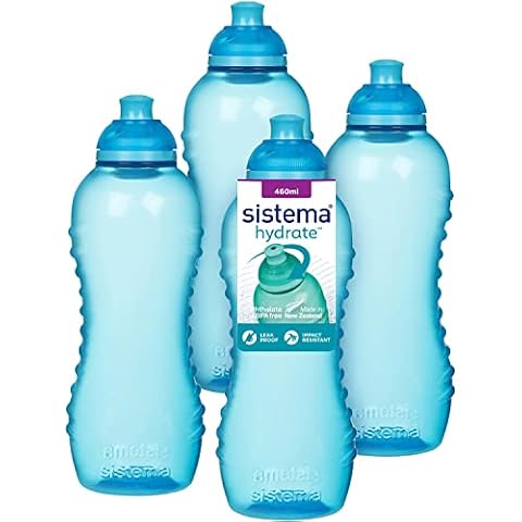 Sistema Squeeze Twist 'n' Sip sportowe butelki na wodę, 460 ml, szczelne butelki na wodę dla dzieci, bez BPA, niebieskie, 4 sztuki