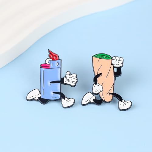 Set of 2 Stoner Lapel Pins - Funny Blunt and Lighter Brooches for Marijuana Lovers | Perfect 420 Gift for Cannabis Enthusiasts - Image 2