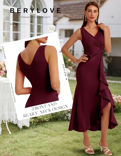 BeryLove Formal Wedding Guest Evening Midi Ruffle Dresses Cocktail Elegant Dress4