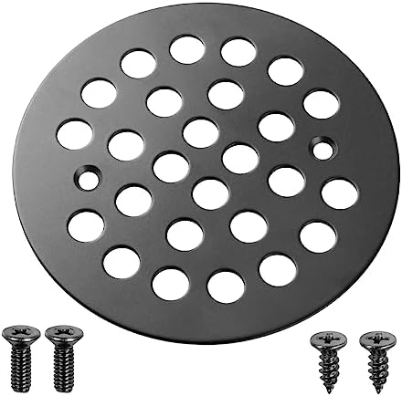 4 1/4-Inch Screw-In Shower Drain Cover – Matte Black, 304 Stainless Steel – Easy Install Strainer