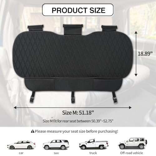 Image of Leader Accessories Faux Linen Rear Bench Seat Cover, Size M, Black
