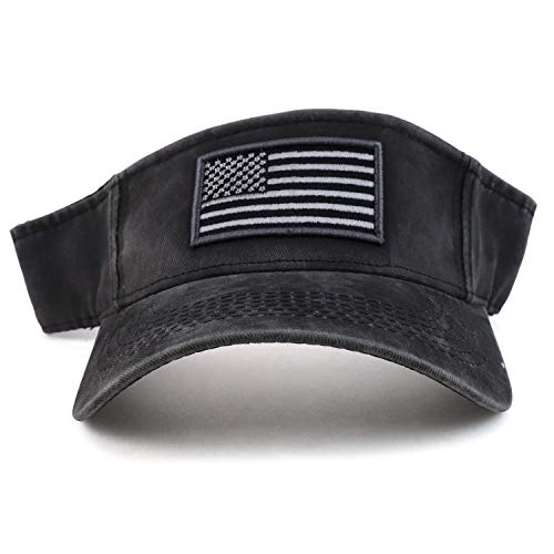 Trendy Apparel Shop Usa American Flag Embroidered Polyester Summer Visor Hat - Charcoal #TOP1