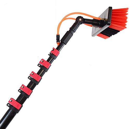 Kit de poste alimentado por agua y limpiador de ventanas para exteriores Sistema de limpieza de paneles solares fotovoltaicos para vidrios de ventanas Equipo de lavado Herramienta Solución y cepillo