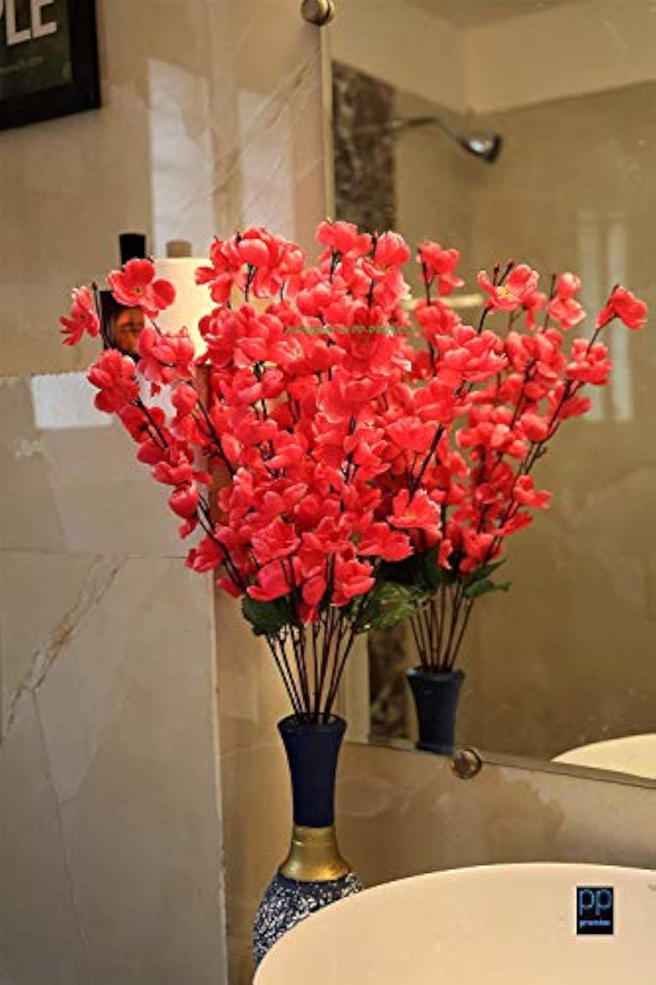Artificial Flower Bunch (Pink, 9 Stems)