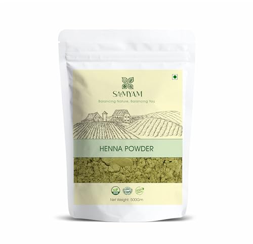 SAMYAM Polvere di henné pura - Confezione da 500 g | Colorazione naturale per capelli, henné del Rajasthan triplamente setacciato, senza PPD