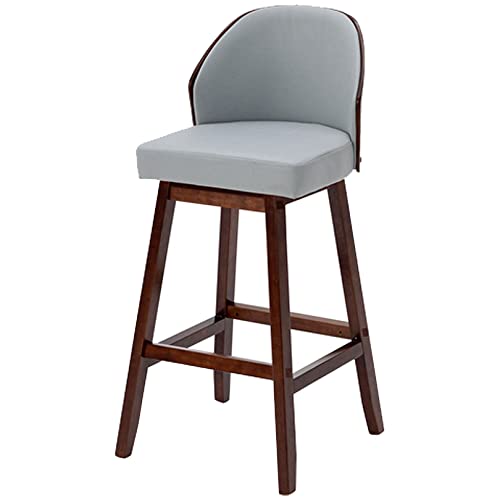 Tabourets de bar 61 cm bleus avec dossier et repose-pieds bois pour cuisine
