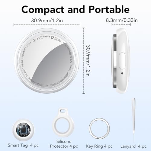Image of Air Tracker Tags-4 Pack (iOS Only), [Apple MFi Certified] Key Finder | Replaceable Battery Bluetooth Tracker Compatible with Apple Find My, Item Locator Smart Tag for Keys, Bag, Luggage and More