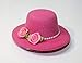 Lucore 4 Inch Mini Sun Hat Hair Clip On Accessory - Rose & Pearl Girls Fashion Hairpin Fuchsia