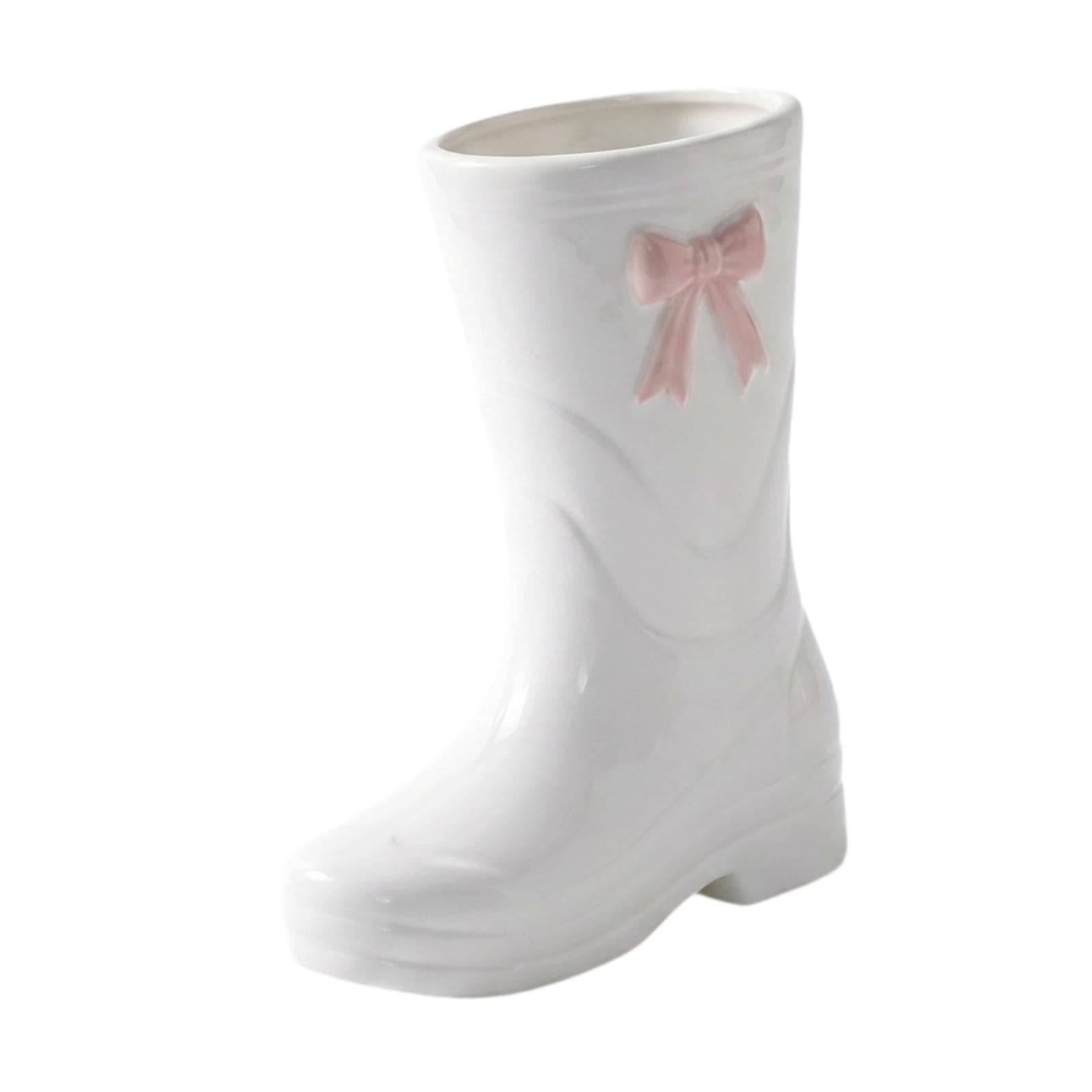 Vase botte blanc rose aux finitions soignées comme pot fleurs haut de gamme