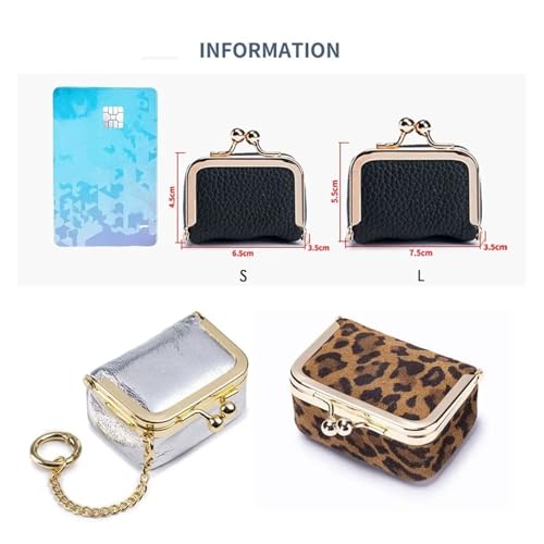 Mini monedero joyero de cuero auténtico con estampado de leopardo vintage 7