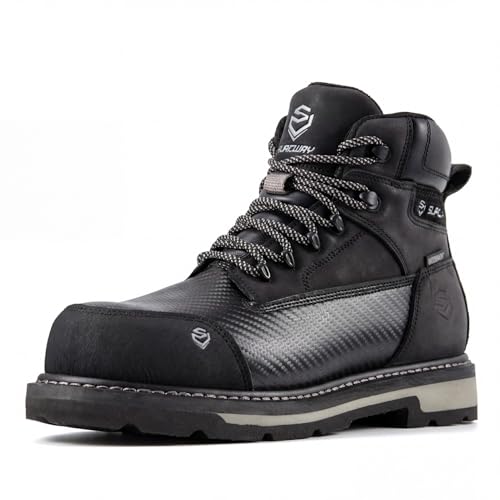 Image of SUREWAY 6in Waterproof Work Boots for Men, Leather, Soft /Composite Toe | Waterproof leather work boots with Goodyearwelt construction,EH protection,oil and slip-resistant outsole