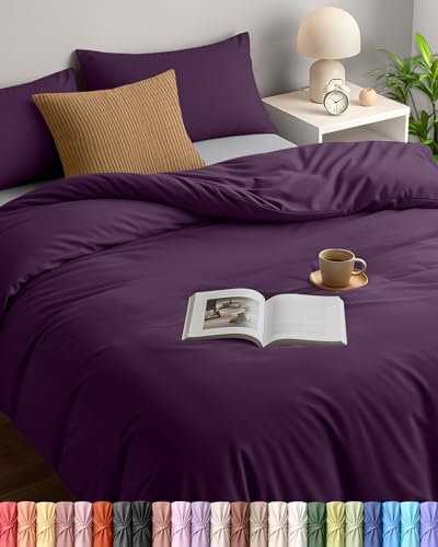 Utopia Bedding Double Duvet Cover Set Purple