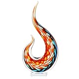 Luxury Lane Hand Blown Flame Sommerso Art Glass Sculpture 16 inch Tall