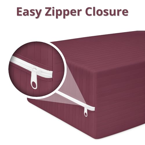 Image of Cloth Fusion Glace Cotton Mattress Cover Super King Size with Zipper (78x84 inches, Maroon)