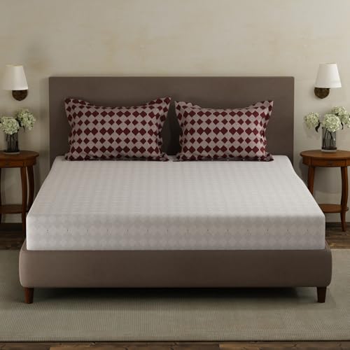 Image of Layers 100% Cotton Double Size Bedsheet Set | Brown Geometric Print | 120 TC Forever Collection | Soft & Breathable | Washable Bedsheet with 2 Pillow Covers | All Season