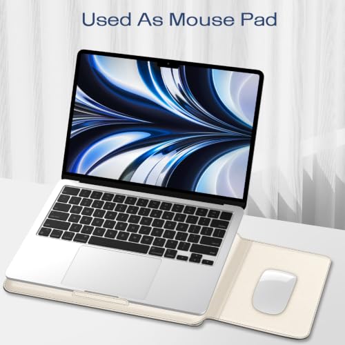Image of Fintie Sleeve Case for MacBook Neo 13 Inch, MacBook Air 13.6 /13.3 Inch, MacBook Pro 13 Inch, Other Up to 13 inch Laptop Tablet - Slim Bag Cover with Stand, Synthetic Leather, Magnetic Closure, Starlight