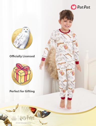 Harry Potter Schlafanzug Mädchen Junden Kinder Hogwarts Hedwig Owl Langarm Winter Pyjama Sets, Gryffindor Weihnachten Zweiteiliger Nachtwäsche 2-10 J. 90 98 104 110 116 122 128 134 140 146 152 158