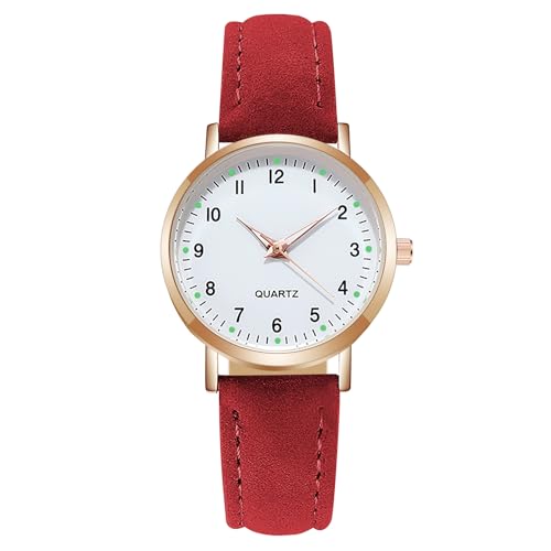 AOOSU Reloj Mujer, Reloj de Pulsera para Mujer AnalóGico de Cuarzo, con Numerales Árabes de Tiempo Fácil de Leer con Correa de Cuero Cepillado Adecuado para Salir,Trabajar,Fiesta-Rojo AOOSU Reloj Mujer, Reloj de Pulsera para Mujer AnalóGico de Cuarzo, con Numerales Árabes de Tiempo Fácil de Leer con Correa de Cuero Cepillado Adecuado para Salir,Trabajar,Fiesta-Rojo