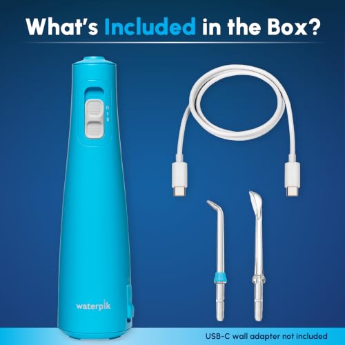 Image of Waterpik Cordless Pulse 3100 Portable Water Flosser, Rechargeable, Cyan | 2 Settings, 1 Precision Tip & 1 Tongue Cleaner Tip for Fresh Breath, Travel, Shower Use, ADA Accepted, WF-20 Amazon Exclusive