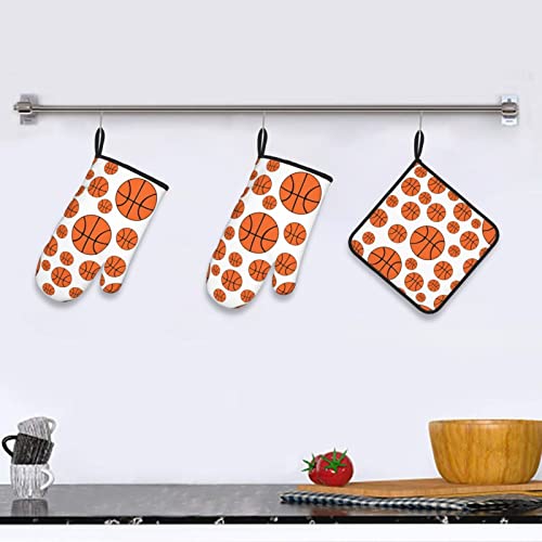 Afhyzy Basketball Oven Mitts And Pot Holders Sets For Kitchen Heat Resistant Oven Mit Gloves Non Slip Hot Pads For Cooking Grill #TOP3