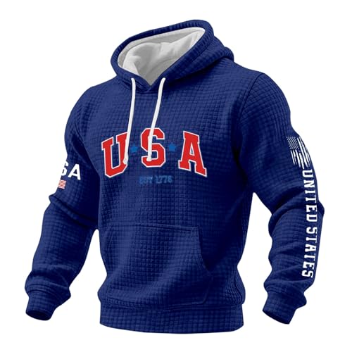 Chaquetones hombre invierno azul XXXXL y sudadera con capucha tematica de la bandera americana