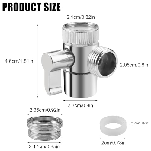 3 Wege Diverter Ventil, Wasserhahn Adapter Umschaltventil, Diverter Ventil, Umstellventil Ersatzteil, Umschaltventil Dusche Adapter, Wasserhahn Ersatzteile für Küche Bad Duschsystem Waschbeckenbrause