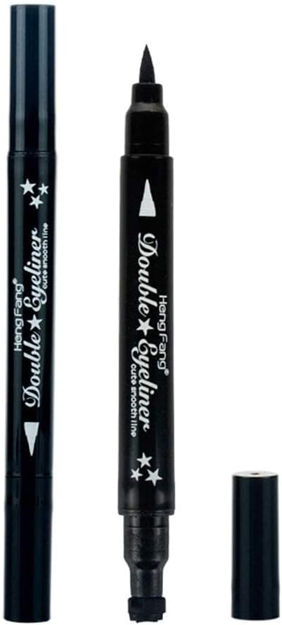 Ghelonadi 2 In 1 Eyeliner Pen Waterproof With Makeup Star Shape Stamp Double Heads For Body Face Painting Long Lasting Liquid Matte Eye Pen Makeup Tool Kit (Pack Of 1Pc), Black