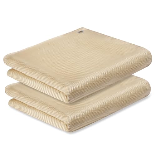 Mondoshop Feuerfeste Unterlage Glasfaser Schweißdecke 120x180 cm 2 Pack Hitzebeständige Brandschutzdecke bis 550C mit Ösen Schweißschutzdecke für Industrie Räucherofen Möbelschweißtuch