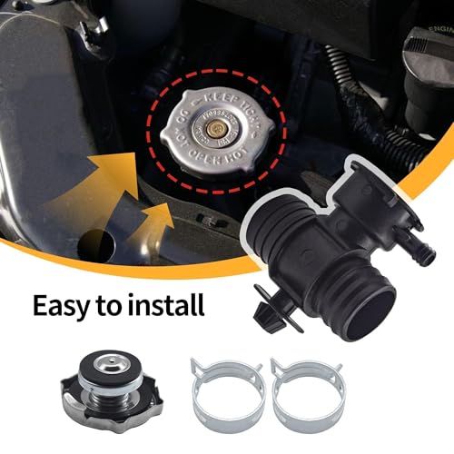 LoloWheat Radiator Coolant Filler Neck with Radiator Filler Cap Fit for 1993-2018 Chrysler 200 Sebring for Caliber Dodge Avenger Durango Dakota for Jeep Compass Patriot Replace 52028810AL 52029195AK