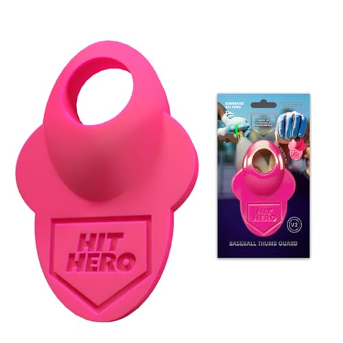 Hit Hero Baseball Thumb Guard, Batters Batting Grip, Finger Guard, Accessory, Batting Protection, Reduce Bat Sting, Hitter, Tool, Bat, Hitting Accessory, Pink, Updated V2: Pro 10mm Thickness