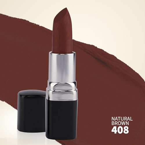 Image of Barva Natural & Moisturising Lipstick 4.3g (Natural Brown 408) | With Pure Ghee & Kokum Butter | Creamy Hydrating Finish | Mineral Colour | Long Lasting Brown Lipstick