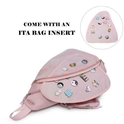 Riñonera ita bag compacta CHERRY SAUCE 32-rosa con panel transparente y correa ajustable viaje 4