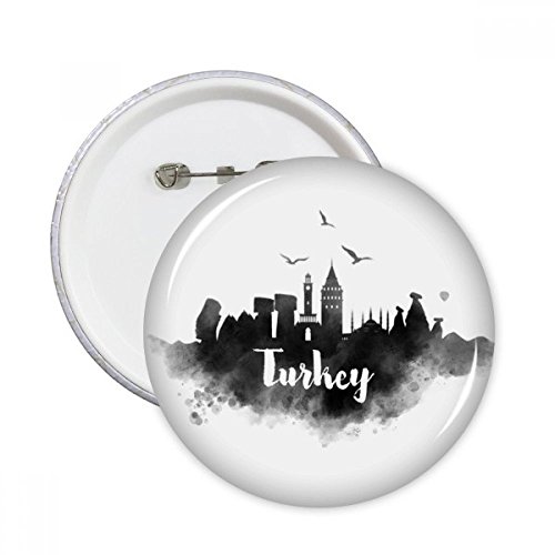 Badge bouton rond Turquie encre pour décoration de vêtements lot de 5 broches XL