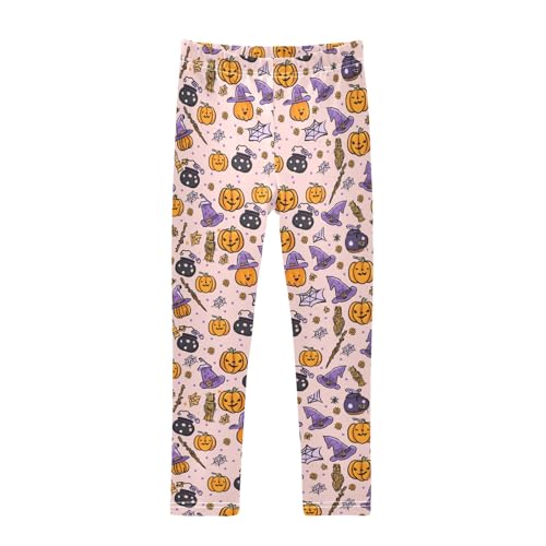 senya Girls Printed Leggings Yoga Pants Purple Pumpkin Magic Hat Magic Potion Pattern for Kids in 4t to 10 Years, 4T
