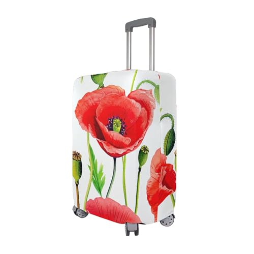 Joisal Cool Luggage Protector Suitcase Cover Custom Protection Vibrant Red Poppy Flowers Travel Accessories for Women, M, Fits 22-24 Inch Case3