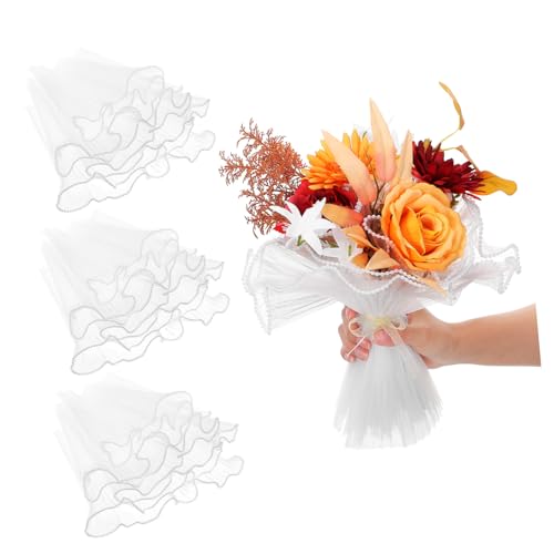 DOITOOL Elegant Floral Wrapping Paper Pearl Yarn Mesh 28cm Wavy Netting for Flower Packaging Wedding Bouquet Accessory