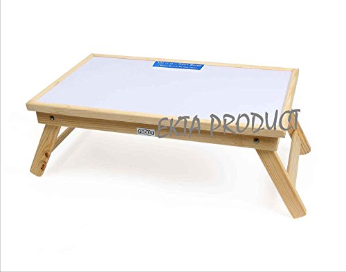 Image of Wooden Folding Laptop Table White Color- Whiteboard for Home /Work place /Foldable and Portable /Multi-Purpose Laptop Table /Study Table /Bed Table /Adjustable /Breakfast in Bed Table