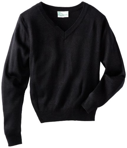 CLASSROOM Big Boys' Uniform Long Sleeve V-Neck Sweater, Black, Medium