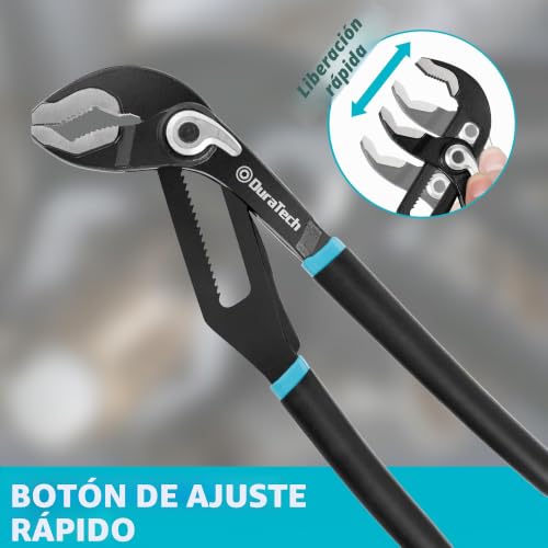 Miniatura 5 de Duratech Juego De 3 Alicates De Bomba De Agua, 200mm 250mm 300mm, Alicates De Ranura Con Ajuste Rápido, Herramientas De Fontanería Con Gran Capacidad De Apertura, Estuche Enrollable